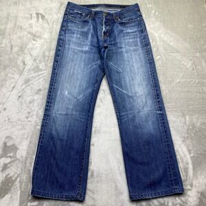 C of H Evans Relaxed Button‎ Fly 606 Jeans Sz 32 Made in USA Denim Blue Grunge